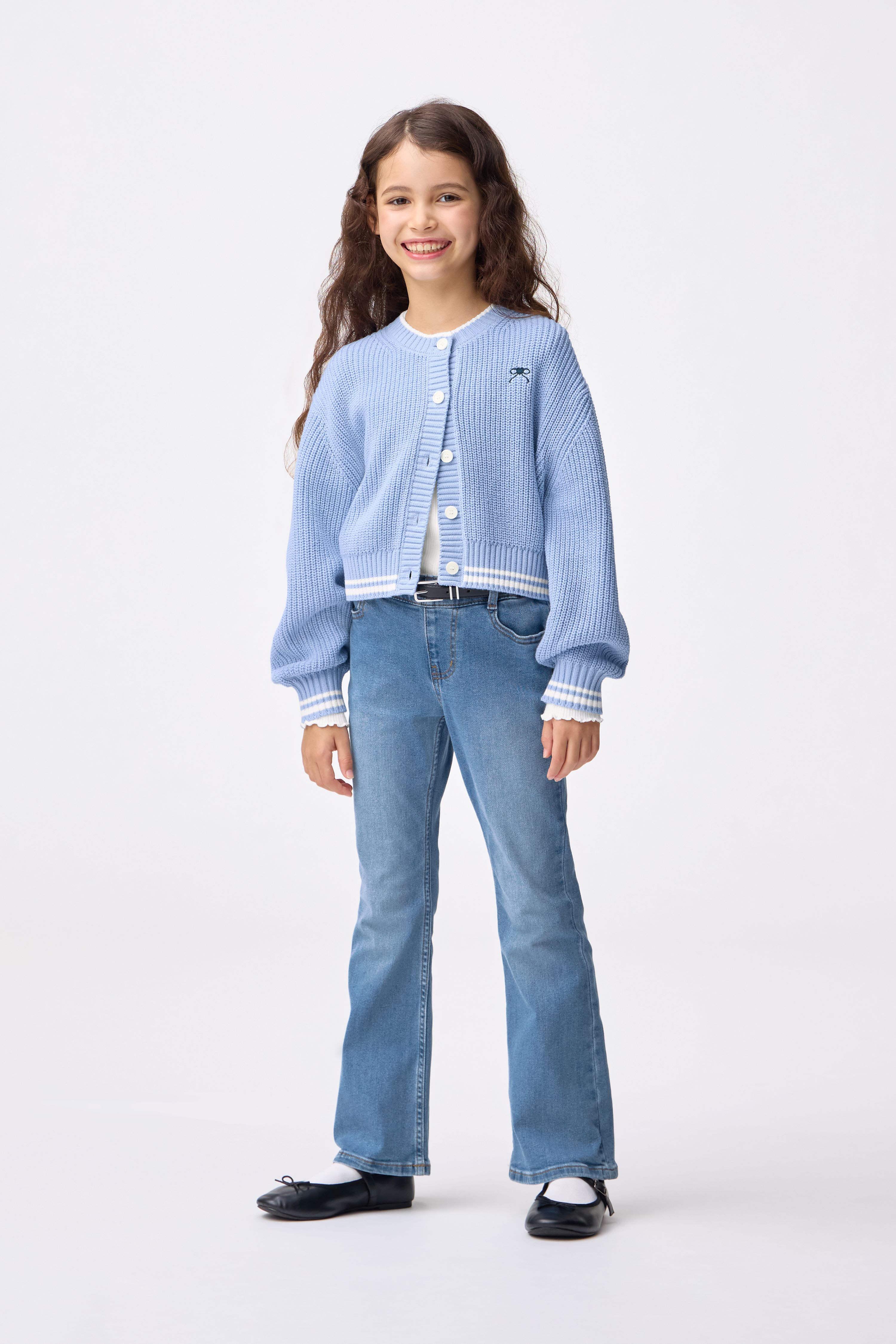 ウォッシャブルニットラインカーディガン